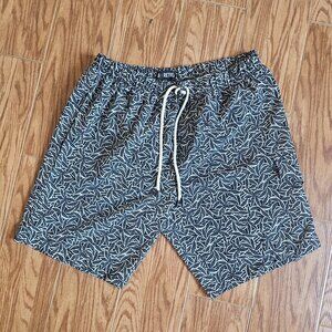 No Retreat Black & Grey Palm Print Pants | Sz Large | Cargo Pockets & Drawstring